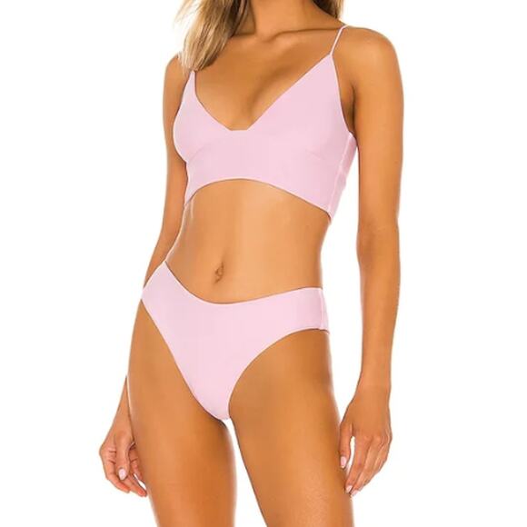 Tularosa Pastel Pink Cheeky Bikini Bottom XL High Cut Solid Revolve Kyndle NEW - Picture 4 of 8